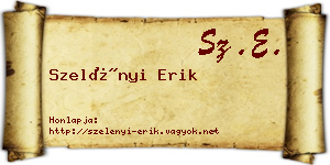 Szelényi Erik névjegykártya